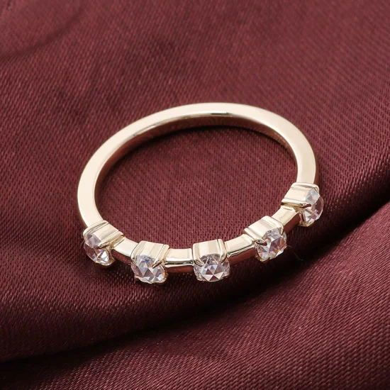 Joyería de moda personalizada de Provenza, anillo de natación de oro amarillo de 10K, anillo de compromiso de boda con diamante pequeño de moissanita, regalos de joyería para mujer