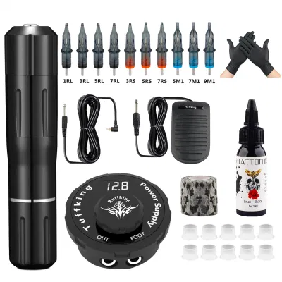 Tuffking-Kit de máquina de tatuaje, pluma cohete, juegos de pistola de tatuaje, máquina para maquillaje permanente, accesorios, suministro de tatuaje para arte corporal