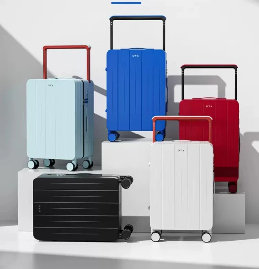 Bolsa de equipaje de viaje dura 100% PC con carrito ancho azul Klein