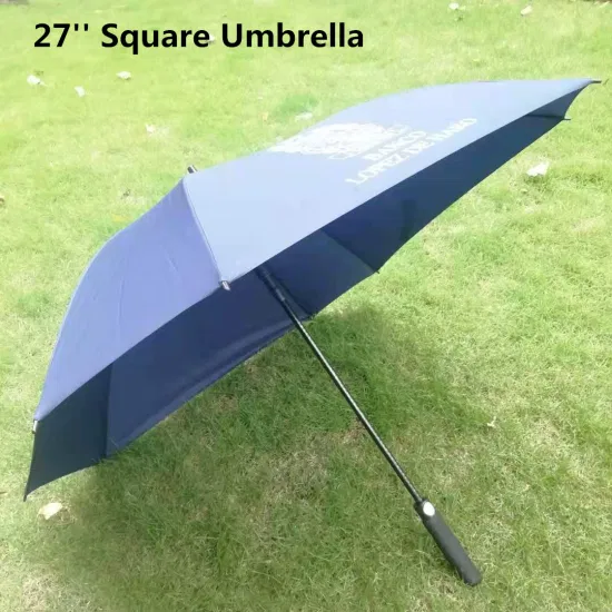 Paraguas de golf cuadrado recto a prueba de viento abierto automático al aire libre de fábrica de 27 pulgadas