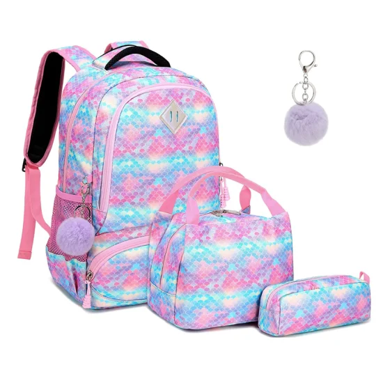 Conjunto de mochila elegante para niñas adolescentes, mochila escolar para niños con bolsa de almuerzo, estuche para lápices, mochila escolar de unicornio